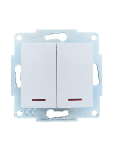 Выключатель 2-кл. 1п СП ASTI 10А IP20 с подсветкой механизм бел. LEZARD 7081-0288-112