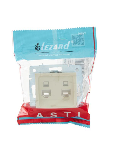Розетка компьютерная 2-м СП ASTI IP20 RJ45 механизм крем. LEZARD 7081-0388-141