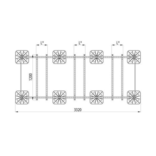 Конструкция опорная для установки оборудования TECHNORAPTOR FOOT 3000х1200 тип 1 KM-TR-F-SSEI-3000-1200-1 КМ TR0055
