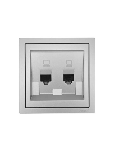 Розетка 2-мест. компьютерная СП ZIMA IP20 сер. матов. LEZARD 704-7488-141