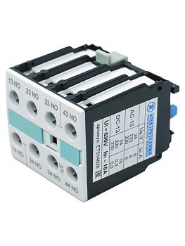 Блок-контакт 3RH1921-1FA40 4НО для контакторов типоразмеров S0…S12 фронтальный винт. клеммы IP20 Электротехник ET014828