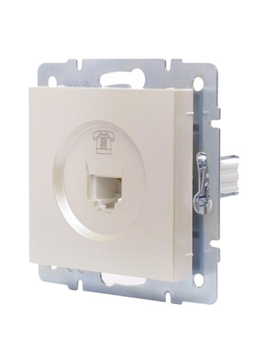 Розетка телефонная СП Vesna евро стандарт механизм жемчуж./бел. перламутр LEZARD 742-3088-137