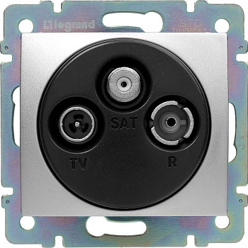 Розетка телевизионная оконечная TV/FM/SAT СП Valena 10дБ 2400МГц механизм алюм. IEK 770136