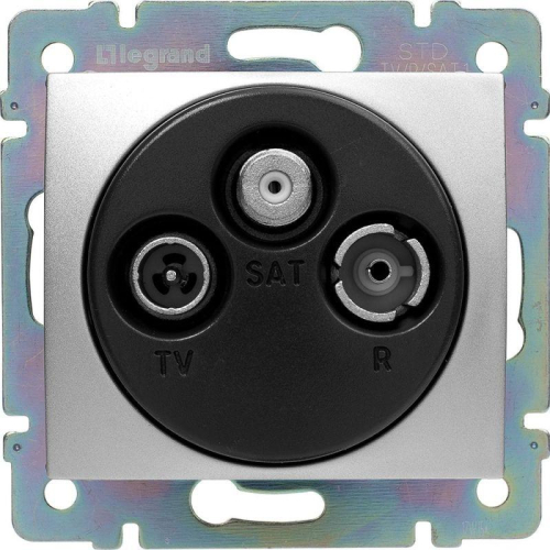 Розетка телевизионная оконечная TV/FM/SAT СП Valena 10дБ 2400МГц механизм алюм. IEK 770136