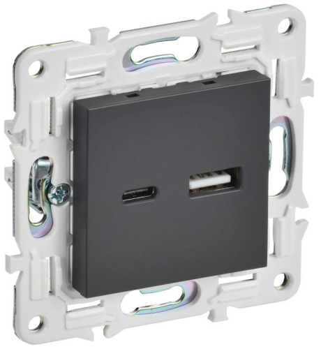 Розетка USB A+C 18Вт SKANDY SK-R13T титан IEK SK-U22-018-K48