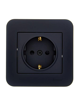 Розетка 1-м СП ASTI 16А IP20 с заземл. защ. шторки термопласт в сборе черн. бархат. LEZARD 7081-4242-124B