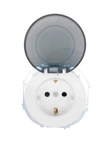 Розетка 1-м СП OSEN с заземл. с крышкой ПБТ бел. LEZARD 743-0288-123B