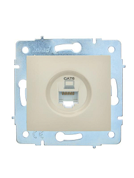 Розетка компьютерная 1-м СП ASTI IP20 RJ45 механизм Cat 6e крем. LEZARD 7081-0388-140