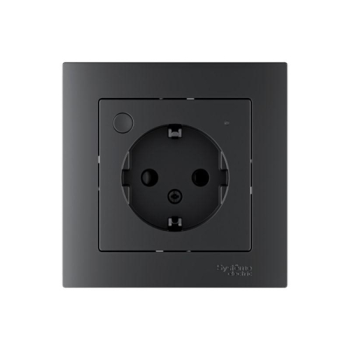 Розетка AtlasDesign Smart 16А L+N с заземл. защ. шторки Zigbee механизм карбон SE ATN001045Z