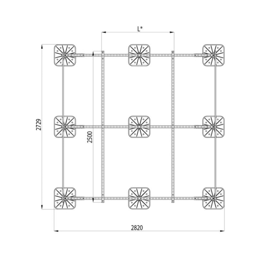 Конструкция опорная для установки оборудования TECHNORAPTOR FOOT 2500х2500 KM-TR-F-SSEI-2500-2500 КМ TR0048