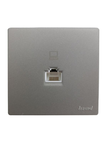 Розетка компьютерная 1-м ОП RJ45 LETO платина LEZARD 752-3500-139