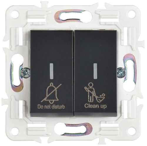 Выключатель 2-кл. SKANDY 10А SK-V16Bl для отелей с индикацией черн. IEK SK-V20-2-10-K02