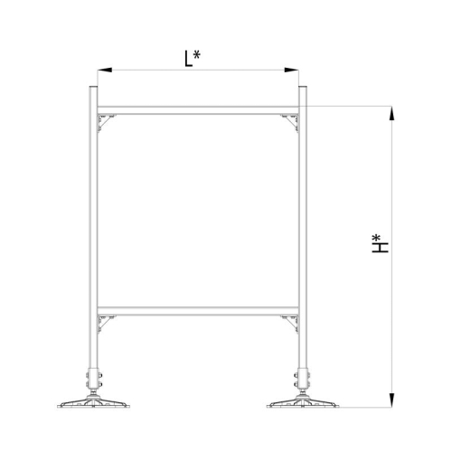 Конструкция опорная для горизонт. прямоугол. воздуховодов и метал. лотков кабеленесущих систем TECHNORAPTOR FOOT 1000х1500 KM-TR-F-SSHRAD-1000-1500 КМ TR0095