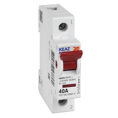 Выключатель нагрузки модульный 1п 40А OptiDin BM63PL-140-УХЛ3 (ВМ63PL) КЭАЗ 328157