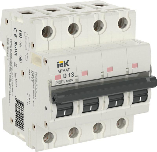 Выключатель автоматический модульный 4п D 13А M06N ARMAT IEK AR-M06N-4-D013