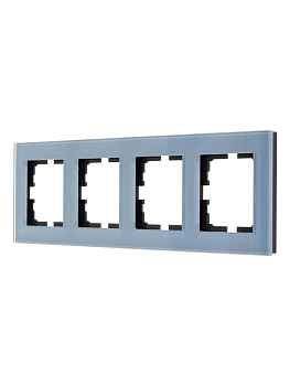 Рамка 4-местн. гориз. VESNA стекло серо-голуб. LEZARD 742-7080-149