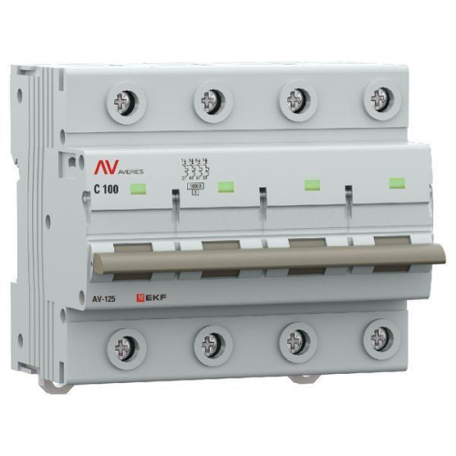 Выключатель автоматический модульный 4п D 100А 10кА AV-125 AVERES EKF mcb125-4-100D-av