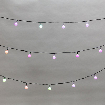 Гирлянда светодиодная "Шарики" 5м d25мм 25LED RGB ПВХ темн. зел. Neon-Night 303-550