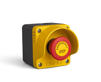 Пост металлический с аварийной кнопкой с маркировкой желт./сер. EMAS M1C200EE