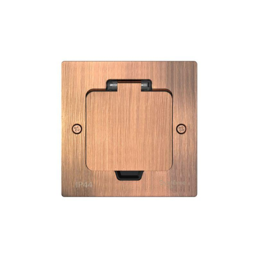 Лючок MultiDesk MDK20 на 2мод. IP44 с монтажной коробкой для стены фальшпола стола медь SE MDK20102CA