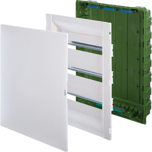 Щиток распределительный СП Practibox3 IK 07 3 рейки 54мод. с клеммник. заземл. и нейтрали IP40 бел. дверь Leg 401768