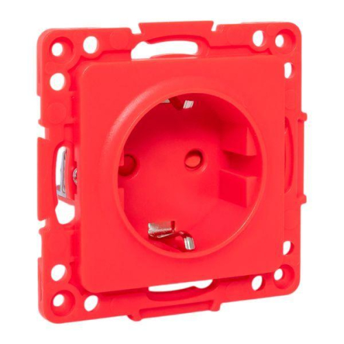 Розетка 1-м СП Стокгольм 16А с заземл. защ. шторки винтов. клеммы механизм красн. EKF EYR16-028-30