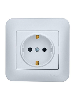 Розетка 1-м СП ASTI 16А IP20 с заземл. защ. шторки термопласт в сборе жемчуж./бел. перламутр. LEZARD 7081-3030-124B