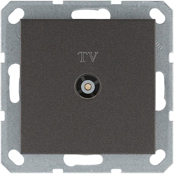 Розетка телевизионная проходная TV Ф9.5мм механизм мокко Jasmart G6002Z