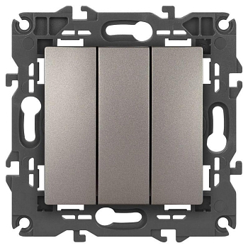 Выключатель ЭРА Elegance 14-1107-16 тройной 10АХ-250В титан Эра Б0065799