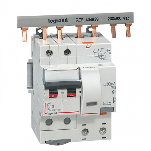 Выключатель автоматический дифференциального тока 2п C 10А 30мА тип AC 10кА DX3 4мод. Leg 411157