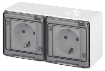 Розетка Эксперт 11-2503-01 2х2P+E гориз. IP55 16А-250В ОУ бел. Эра Б0063264