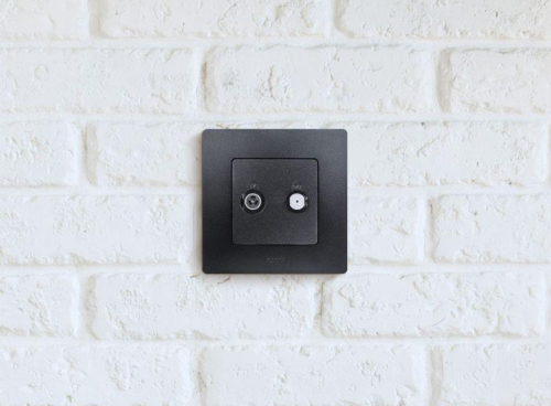 Розетка телевизионная TV/SAT СП Etika двухкабельная механизм антрацит IEK 672657