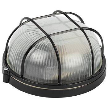 Светильник НБП 03-60-002 1х60Вт E27 IP54 акватермо алюм./стекло D176 круг черн. с решеткой Эра Б0063862