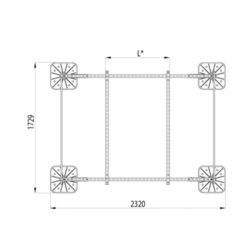 Конструкция опорная для установки оборудования TECHNORAPTOR FOOT 2000х1500 тип 2 KM-TR-F-SSEI-2000-1500-2 КМ TR0042