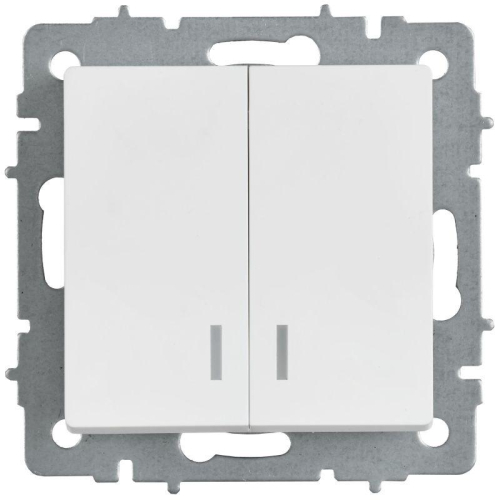 Выключатель 2-кл. СП BRITE ВС10-2-1-БрАБ 10А с индикацией механизм арктич. бел. IEK BR-V20-1-10-K91