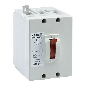 Выключатель автоматический 1п 10А 6Iн ВА21-29Т-120010 У3 600В DC крепл. за панелью КЭАЗ 102590