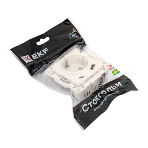 Розетка 1-м СП Стокгольм 16А USB A+C с заземл. защ. шторки винтов. клеммы механизм бел. EKF EYR16-2USB-typeA-typeC