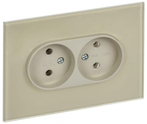 Розетка 2-м SKANDY 10А без заземл. без защ. шторок для плоской вилки SK-R03B беж. IEK SK-R20-10-K10