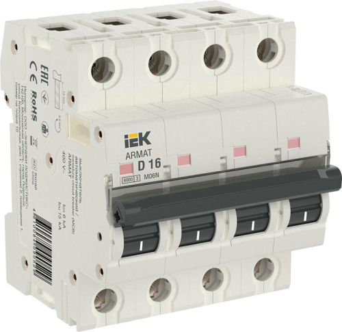 Выключатель автоматический модульный 4п D 16А M06N ARMAT IEK AR-M06N-4-D016
