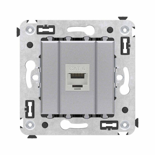 Розетка компьютерная 1-м СП Avanti "Закаленная сталь" RJ45 кат.6 без шторок экранир. механизм DKC 4404793