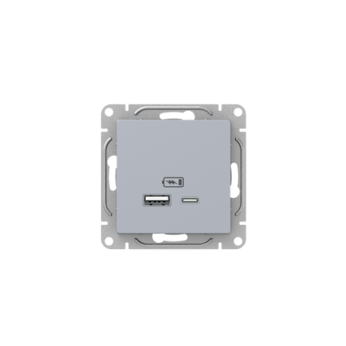 Розетка СП Эпика USB-A+С механизм алюм. EKF UP1-SOA-USBA+USBC