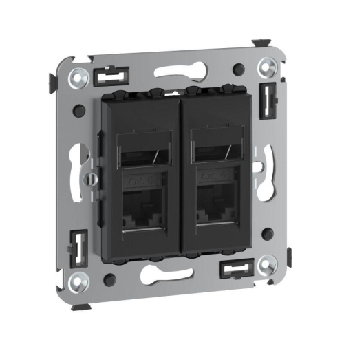 Розетка компьютерная 2-м RJ45 СП кат.6А Avanti "Черный матовый" DKC 4412374