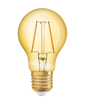 Лампа светодиодная филаментная Vintage 1906 LED CL A FIL GOLD 22 non-dim 2.5W/824 2.5Вт 2400К тепл. бел. E27 220лм 220-240В (замена 22Вт) зол. OSRAM 4058075293199