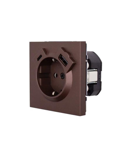 Розетка 1-мест. с/з Type-C+USB разъем СП ZIMA IP20 шоколад LEZARD 704-7388-181TC