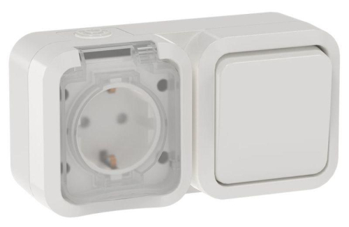 Блок ОП розетка + выключ. горизонт. TORS 16А IP55 TS342 бел. IEK TS-G10-6-55-V-K01