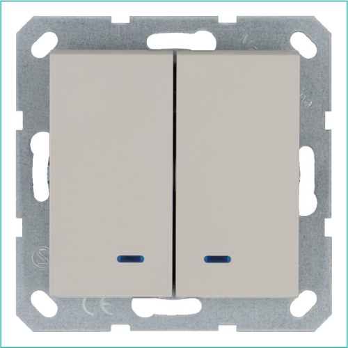 Выключатель 2-кл. 10А IP20 с подсветкой механизм тауп Jasmart G3023NT